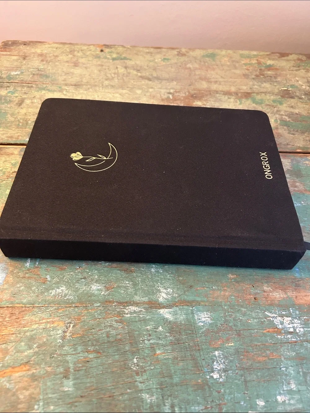 Daily Journal / Tracker/ Organizer Black with Moon & Flower Design